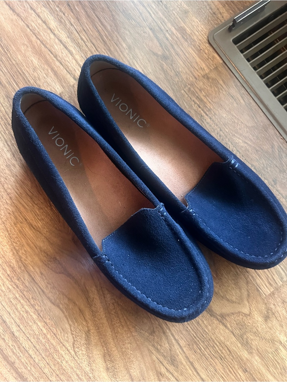 Vionic Navy Suede Slip-On Moccasins